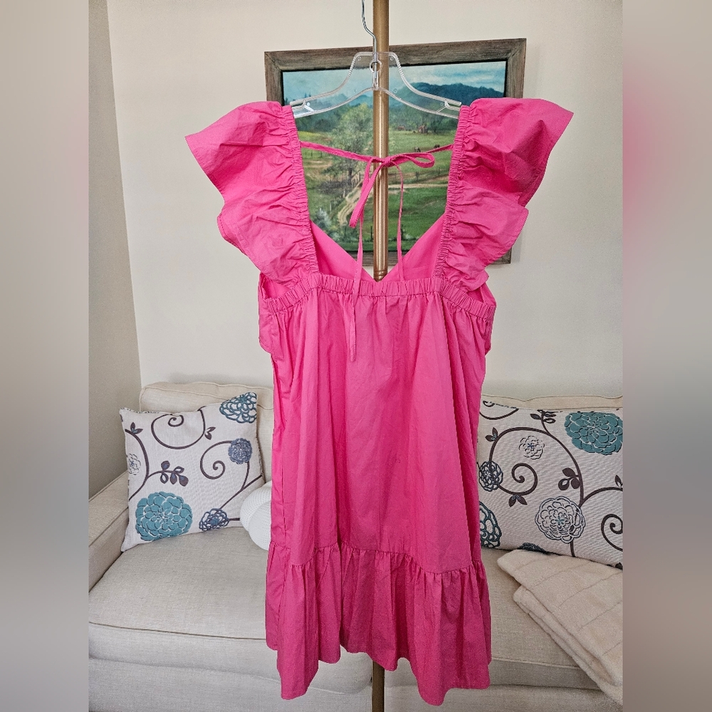 Day & Moon Pink Flutter Sleeve Mini Dress Sz M - Picture 4 of 7